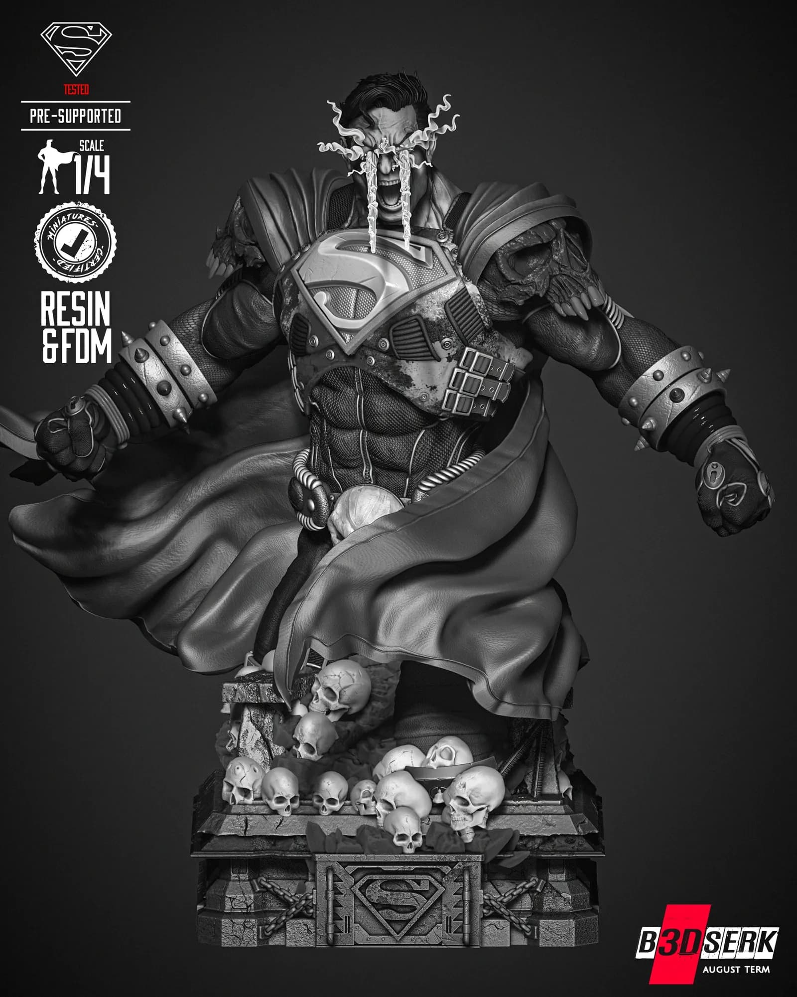 STL - figura superman dark night busto render 2