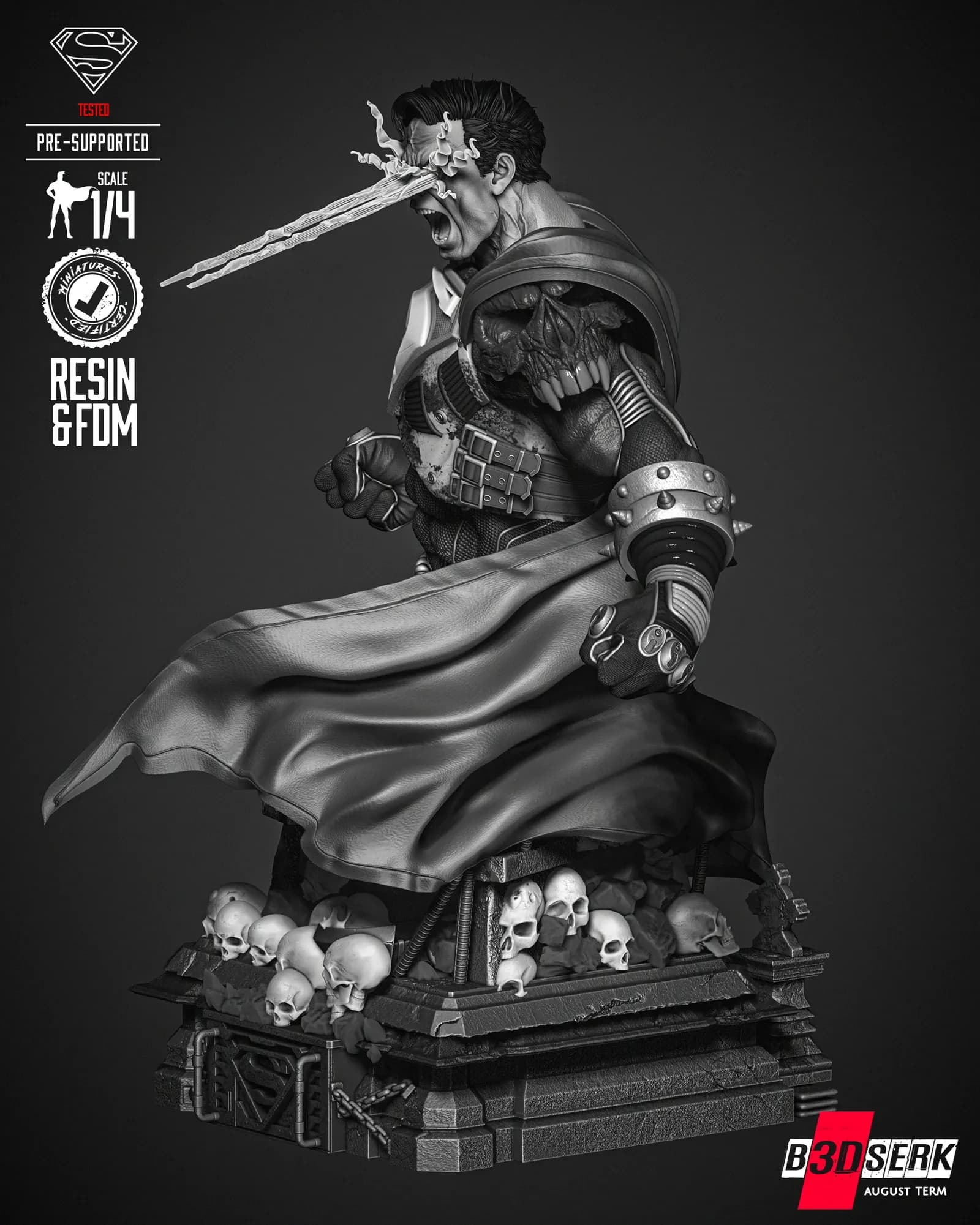 STL - figura superman dark night busto render 3