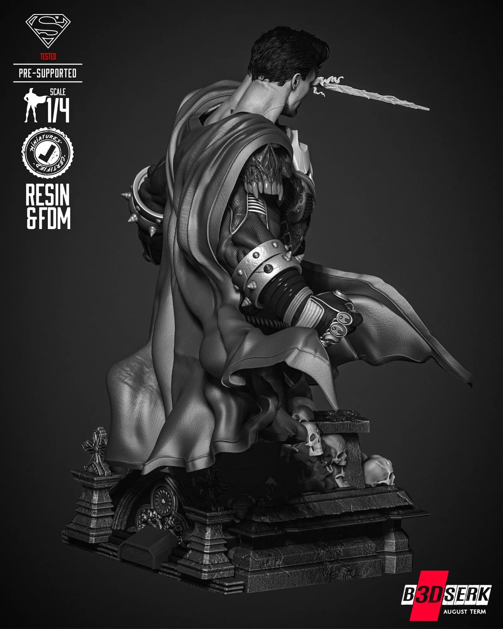 STL - figura superman dark night busto render 4