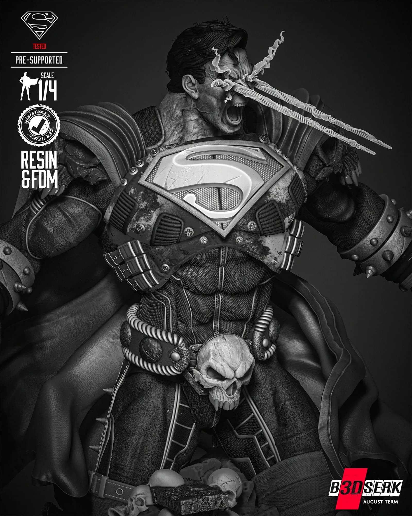 STL - figura superman dark night busto render 5