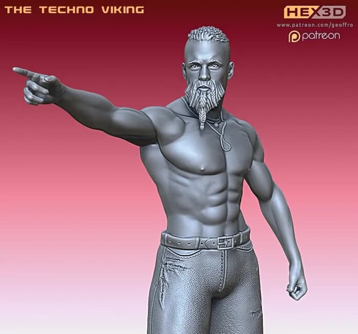 STL - Figura Techno Viking render 2