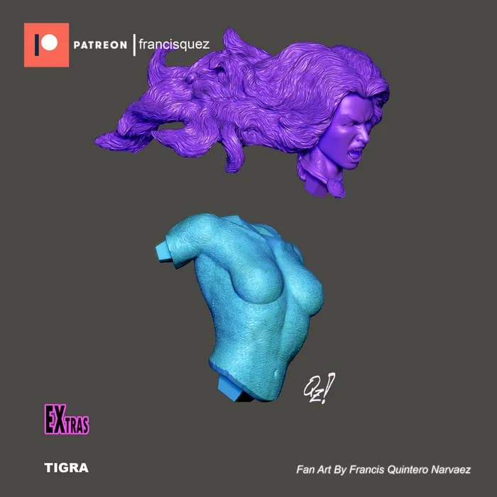 STL - Figura Tigra Estilo Cómic render 4