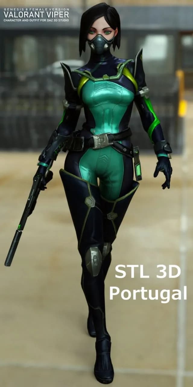 STL - Figura Valorant Viper render 2