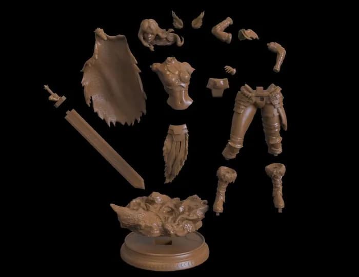 STL - Figura Valquiria con Espada render 3