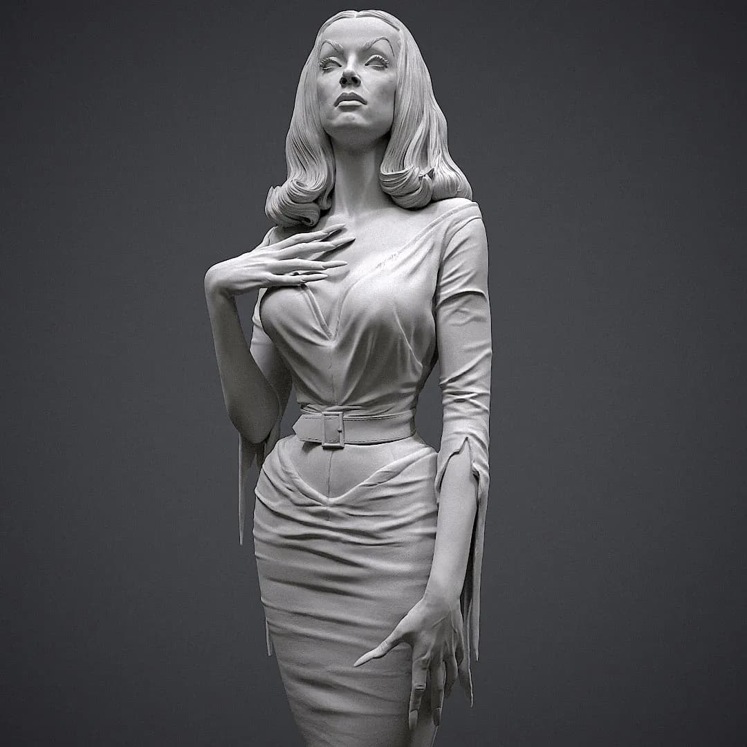 STL - Figura Vampira con vestido negro render 3
