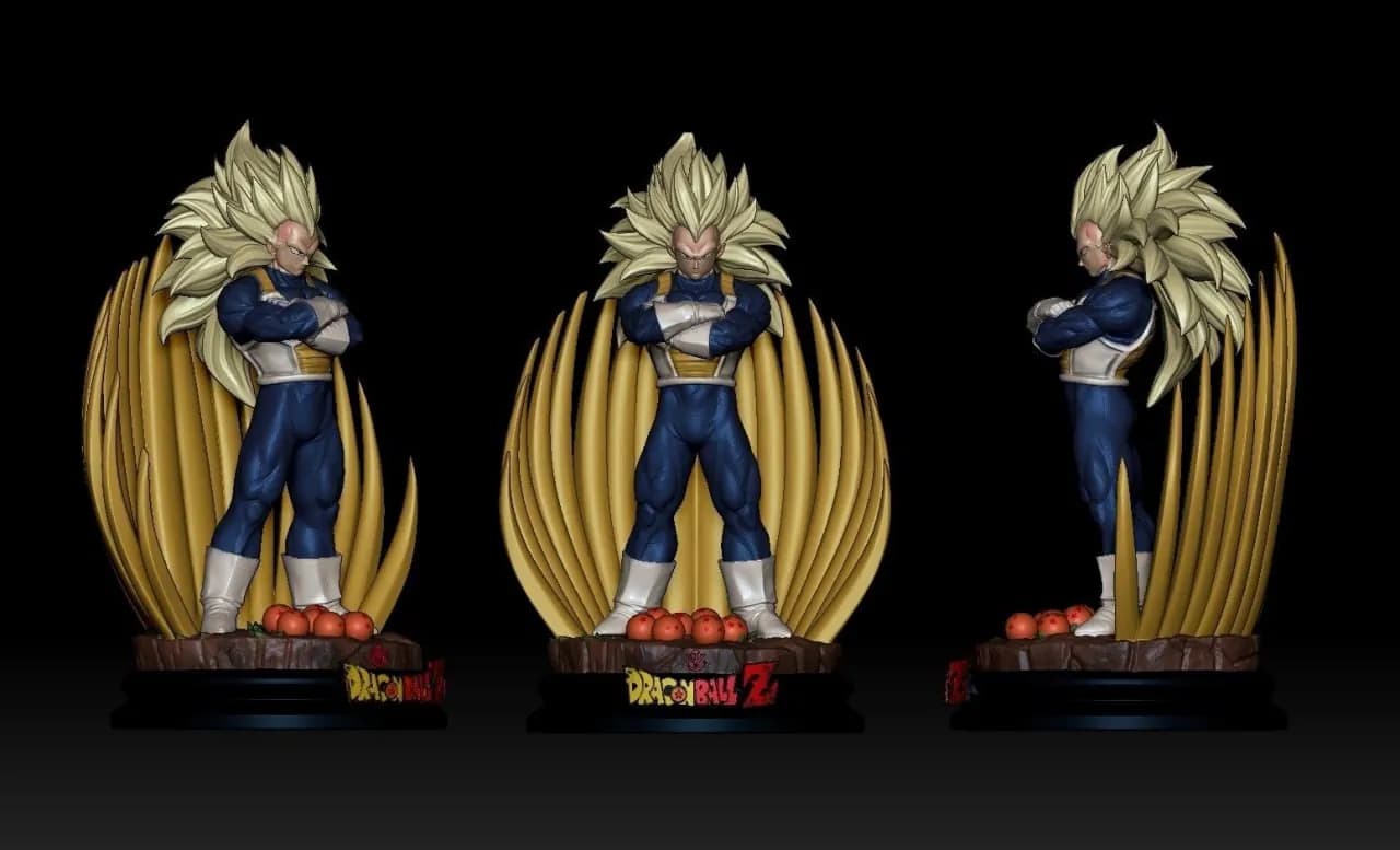 STL - Figura Vegeta Super Saiyan 3 render 2