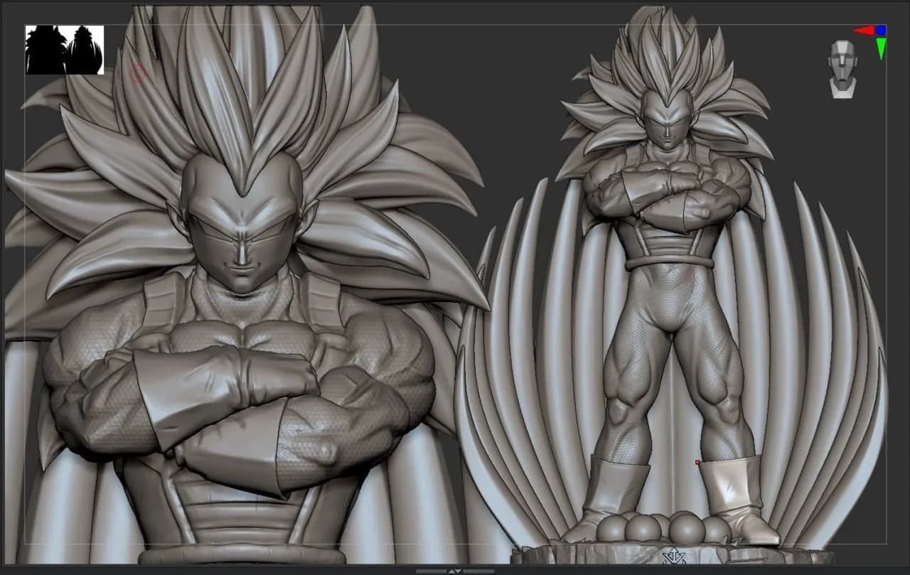 STL - Figura Vegeta Super Saiyan 3 render 3