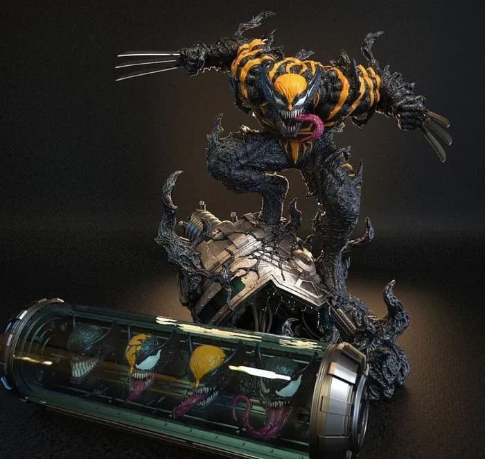 STL - Figura Wolverine Venomizado render 2