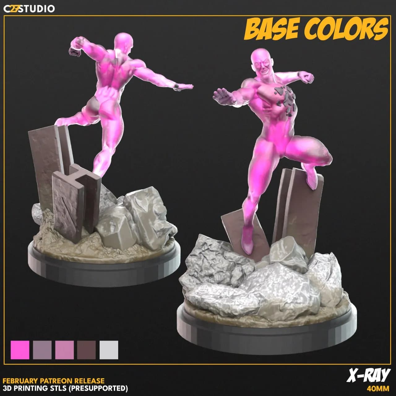 STL - Figura X Ray con Base de Rocas