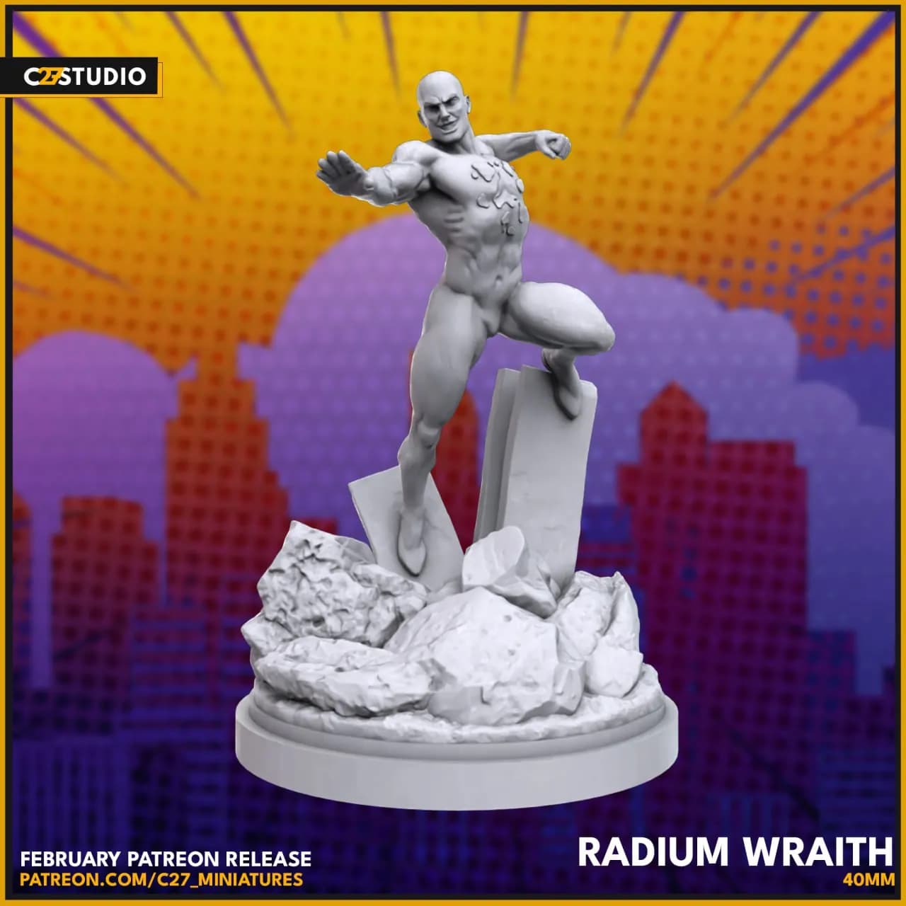 STL - Figura X Ray con Base de Rocas render 2