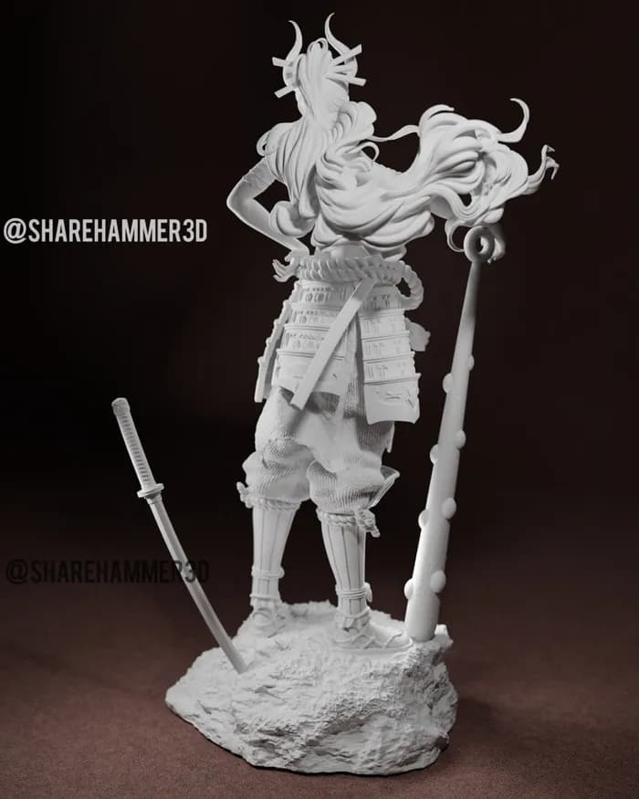 STL - Figura Yamato estilo samurai render 2