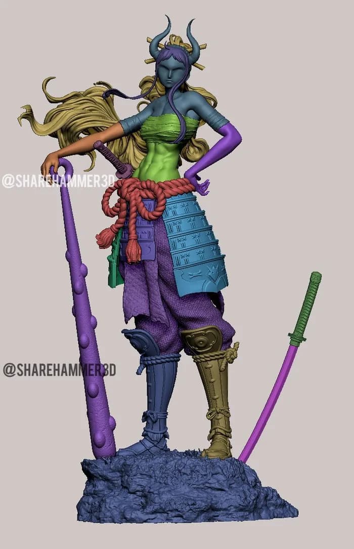 STL - Figura Yamato estilo samurai render 4