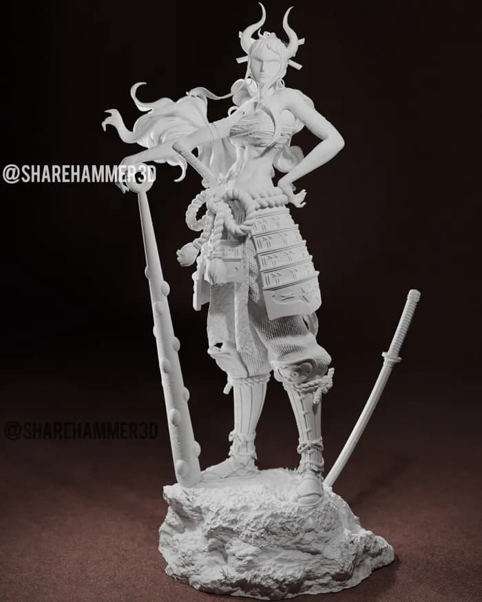STL - Figura Yamato estilo samurai render 5