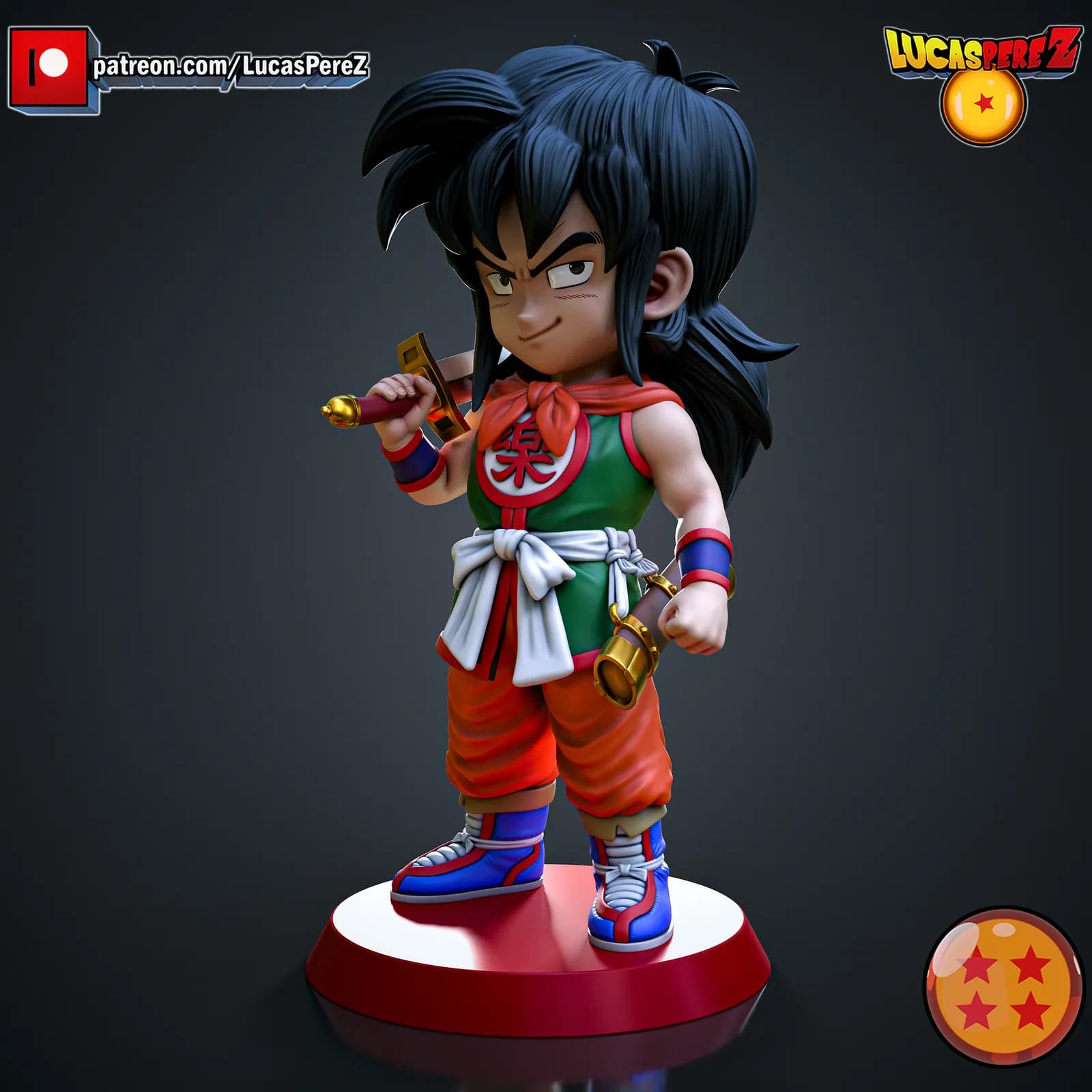 STL - Figura Yamcha estilo chibi render 2