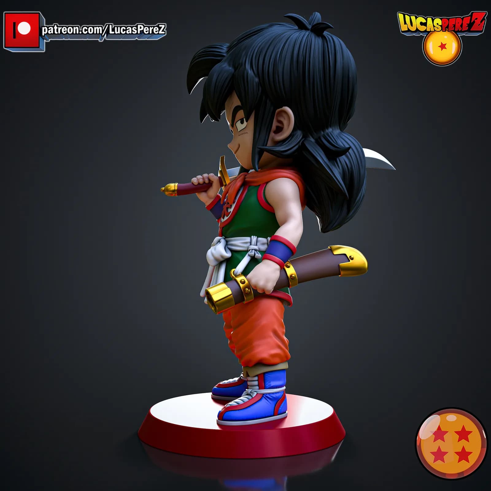 STL - Figura Yamcha estilo chibi render 3