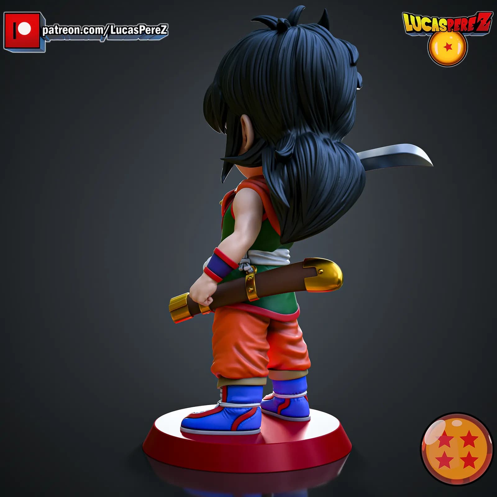 STL - Figura Yamcha estilo chibi render 4