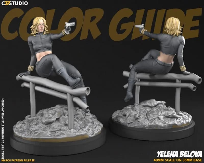 STL - figura Yelena Belova con pistolas
