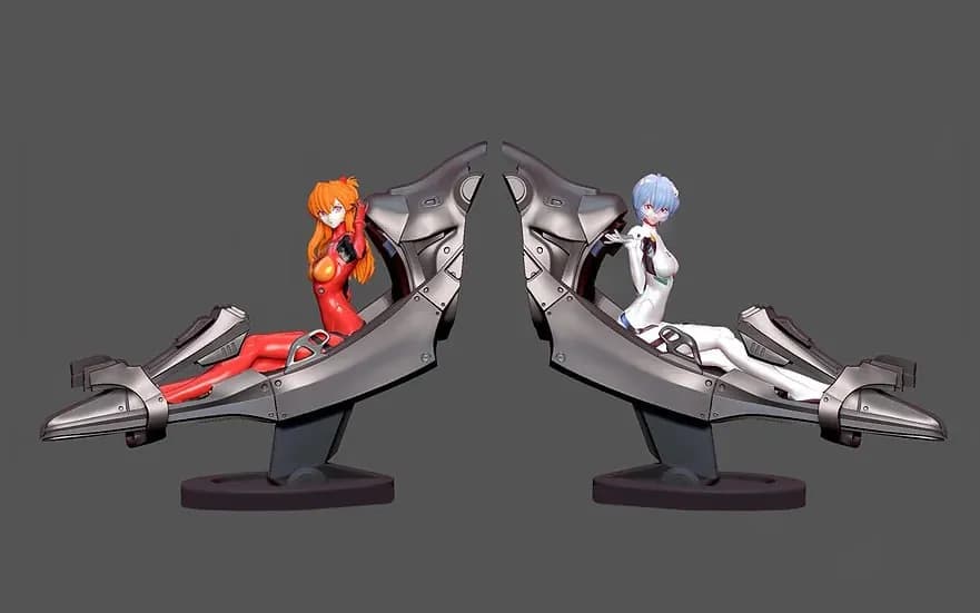STL - Figuras Asuka y Rei en Cabina