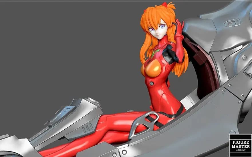 STL - Figuras Asuka y Rei en Cabina render 2