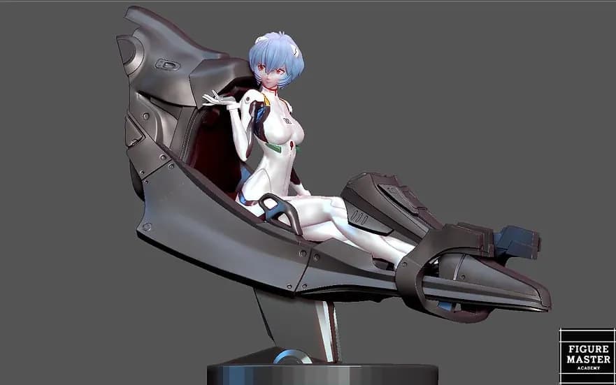 STL - Figuras Asuka y Rei en Cabina render 3