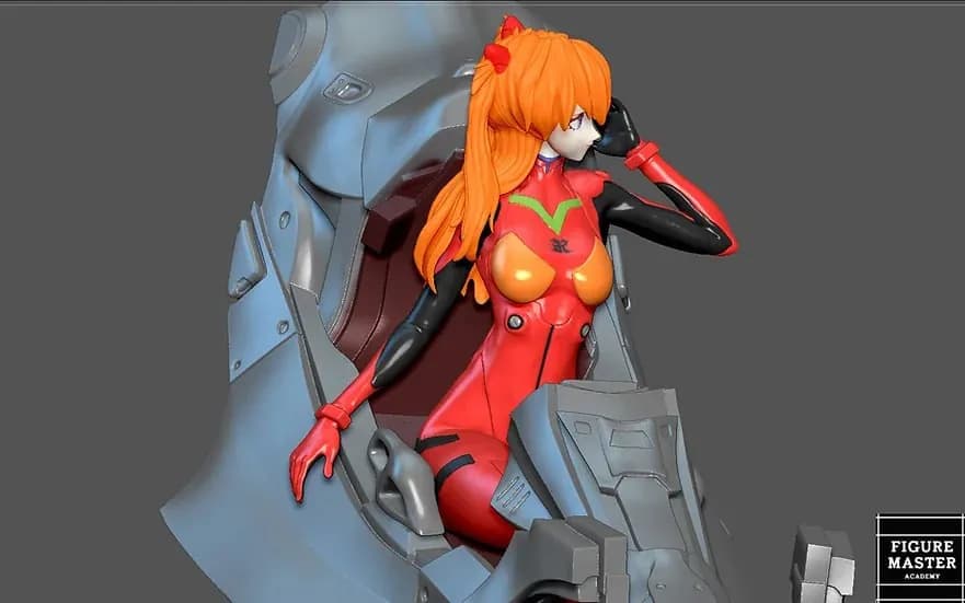 STL - Figuras Asuka y Rei en Cabina render 5