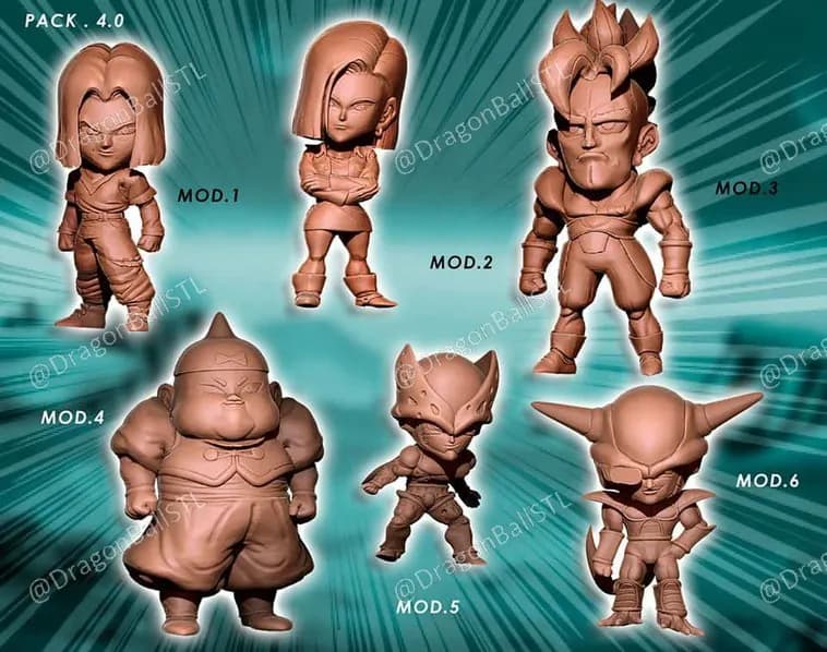 STL - Figuras Chibi de Dragon Ball Z render 3