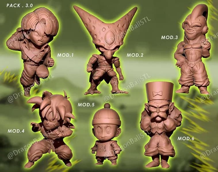 STL - Figuras Chibi de Dragon Ball Z render 4