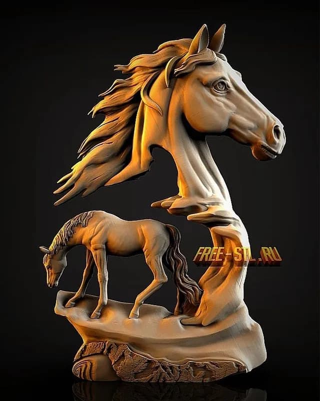 STL - Figuras de caballos en base
