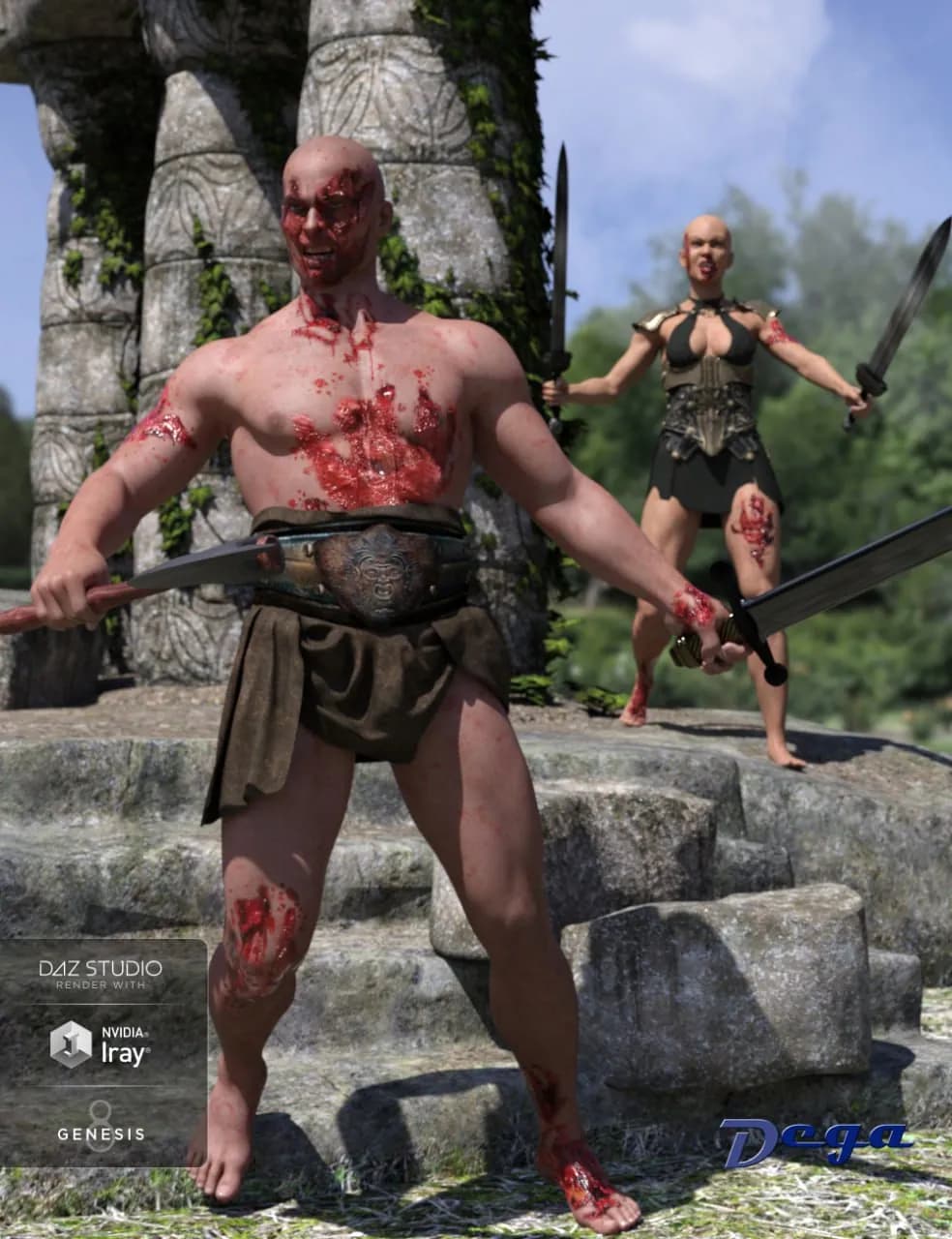 STL - Figuras de guerreros con heridas