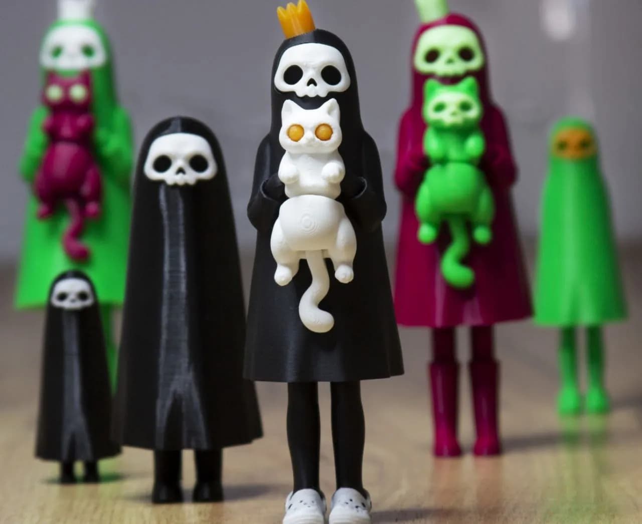 STL - Figuras estilo Catrina con gatos
