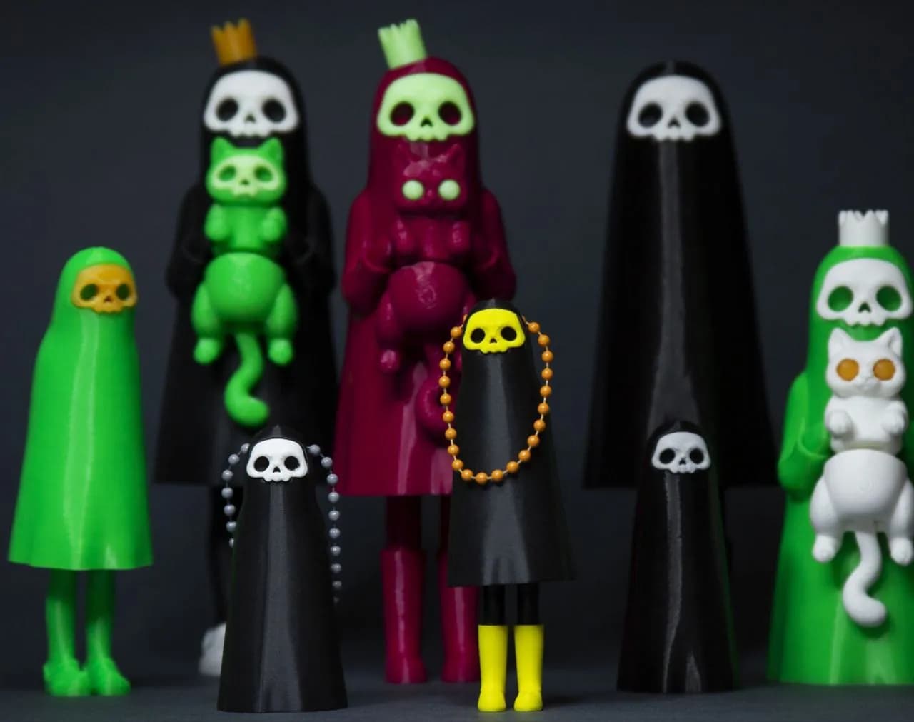 STL - Figuras estilo Catrina con gatos render 2