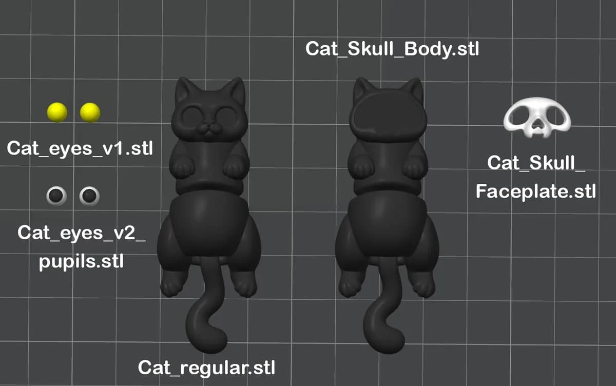 STL - Figuras estilo Catrina con gatos render 4