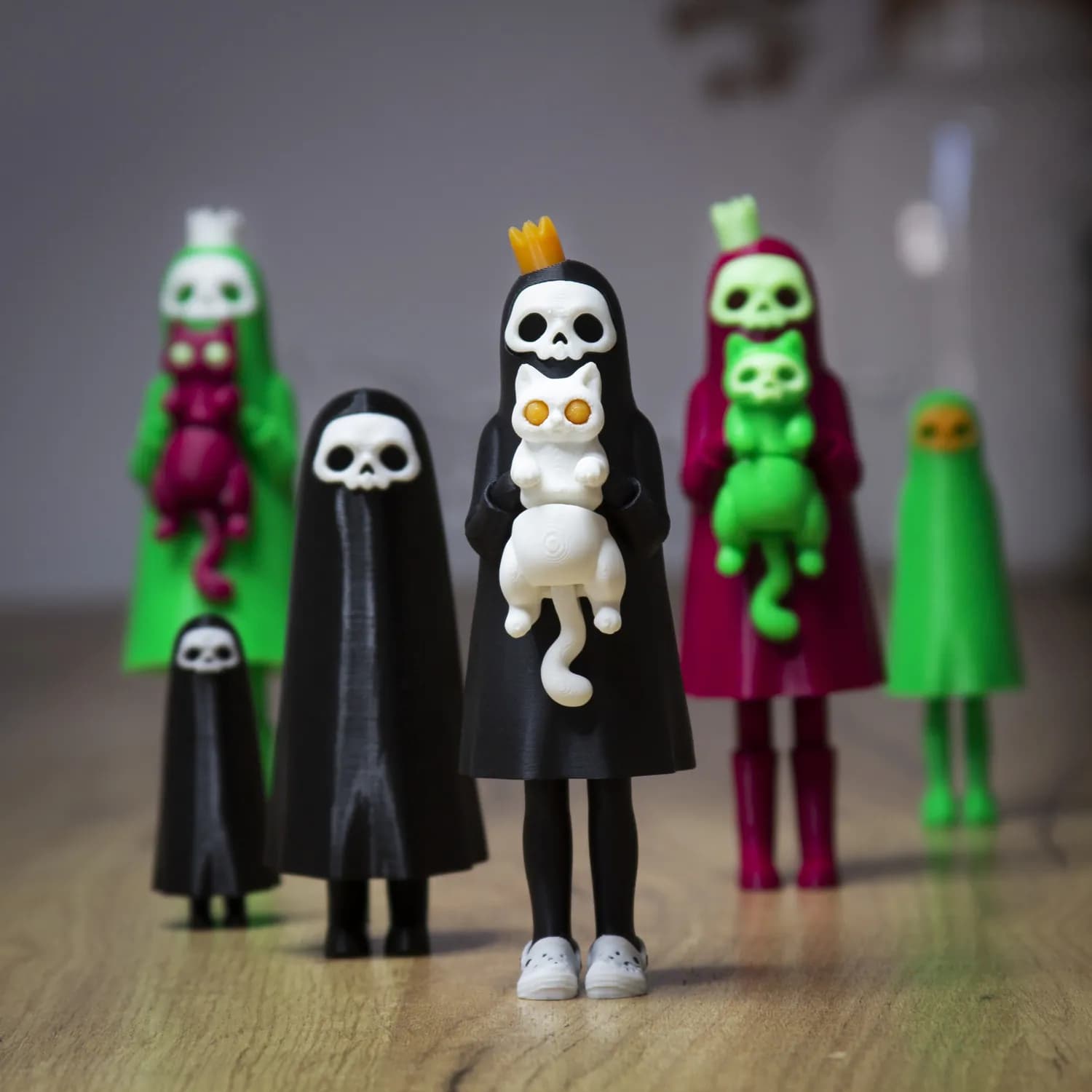 STL - Figuras estilo Catrina con gatos