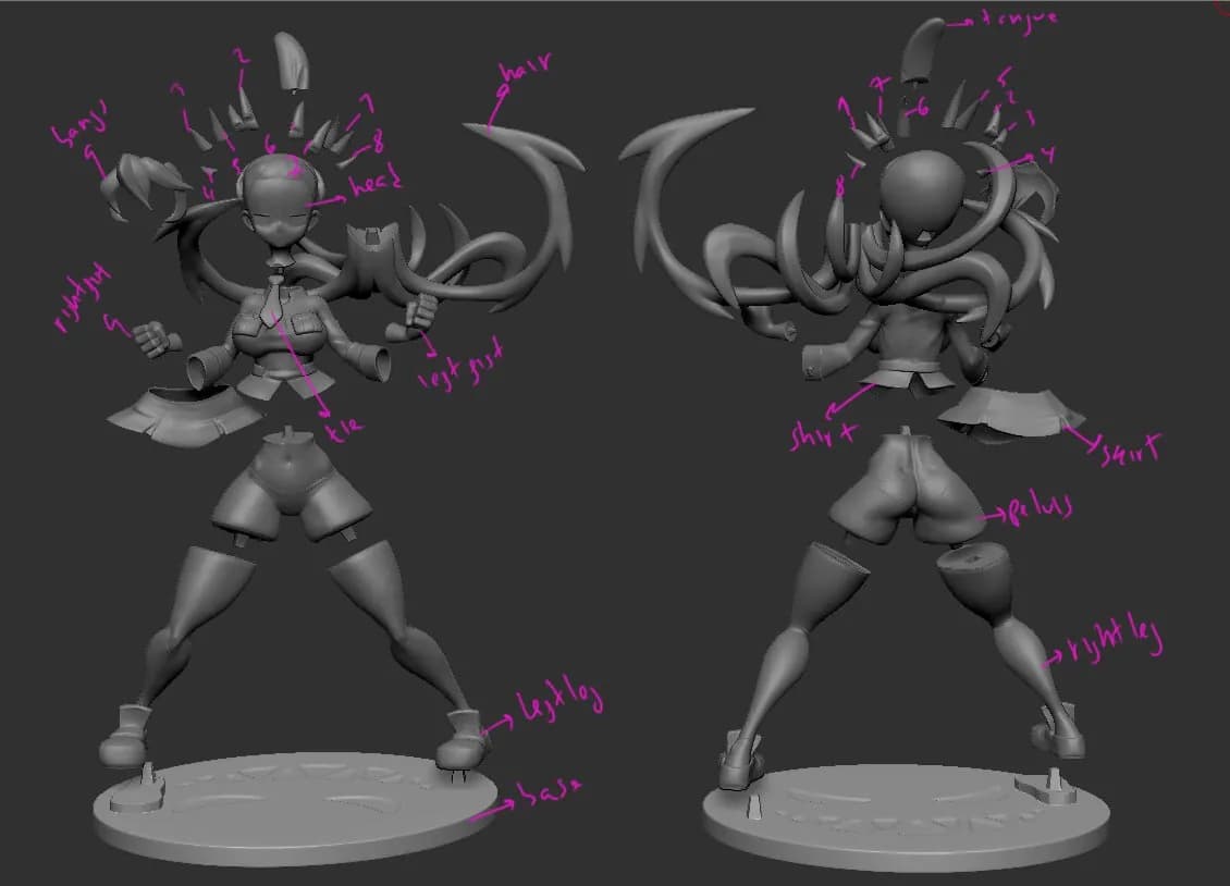 STL - Filia con orejas de conejo render 4