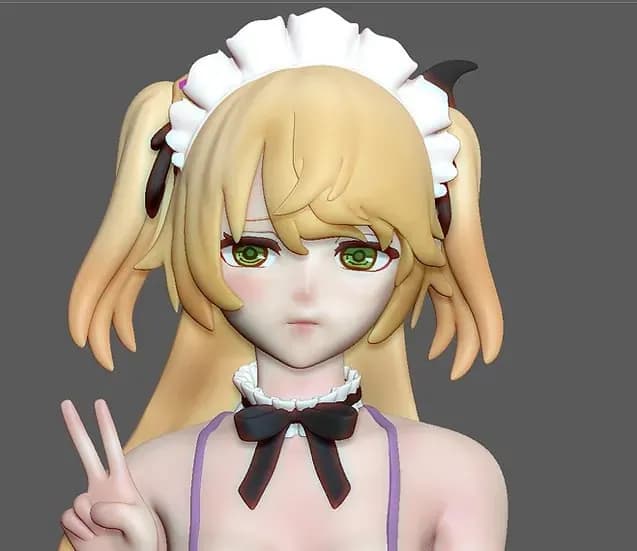 STL - Fischl Maid Figure render 3