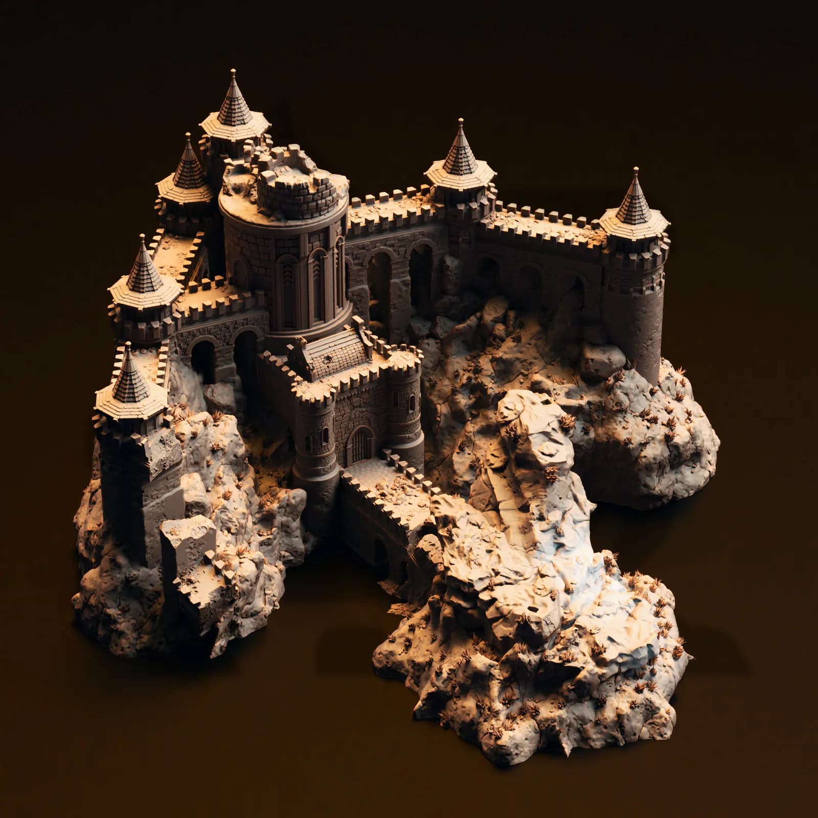 STL - Fortaleza Montañosa Dragón render 3