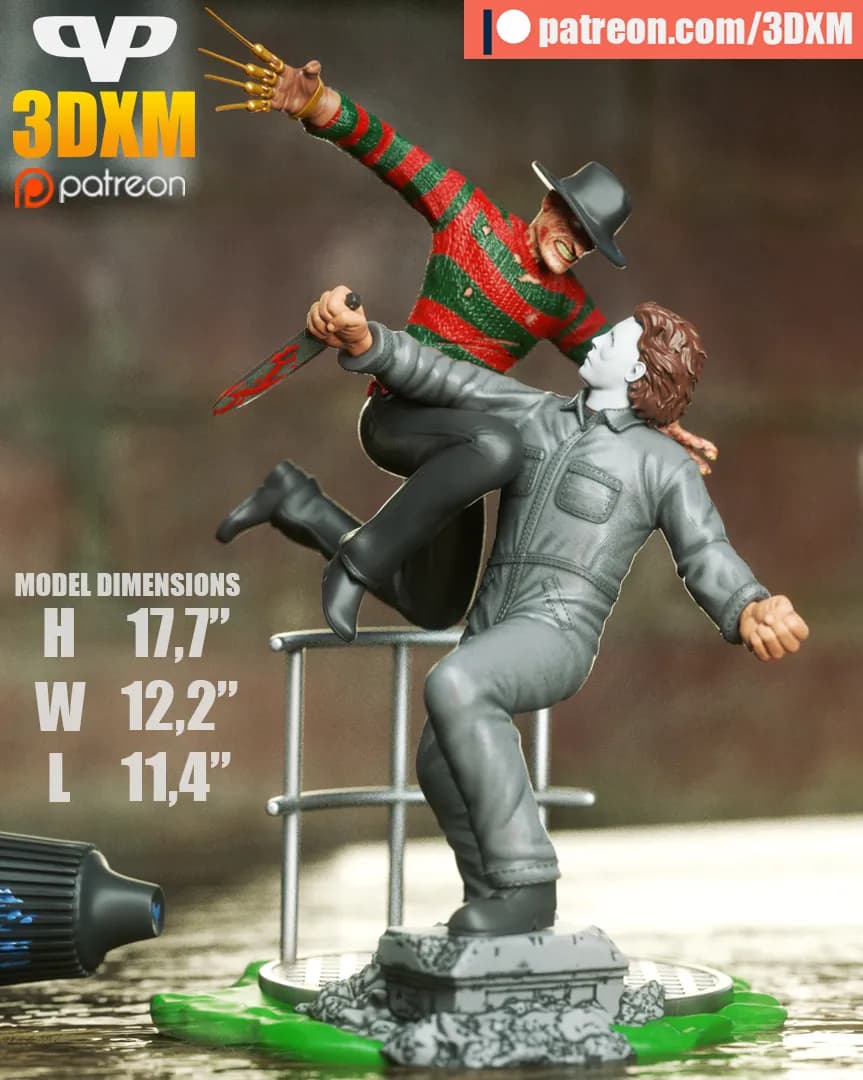 STL - Freddy Krueger Vs Michael Myers render 2