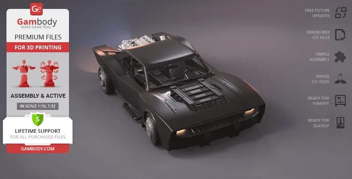 STL - gambody batmobile 2022 fdm v1a