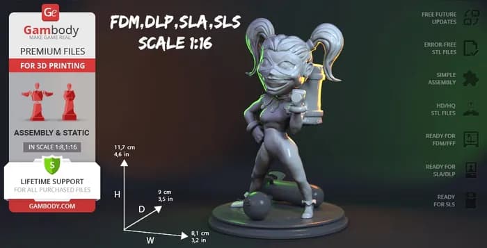 STL - gambody chibi harley quinn render 2