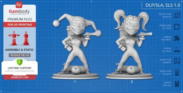 STL - gambody chibi harley quinn render 3