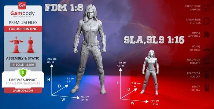 STL - gamebody captain marvel sla fdm render 2