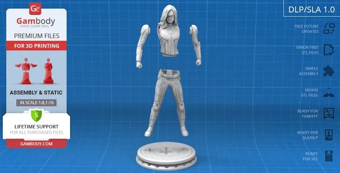 STL - gamebody captain marvel sla fdm render 3