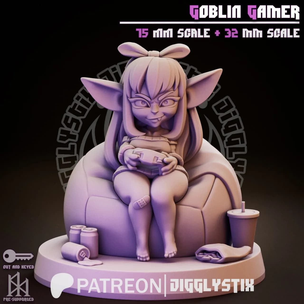 STL - Gamer Goblin Femenina render 2