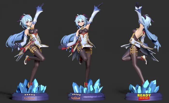 STL - ganyu genshin impact fanart render 3