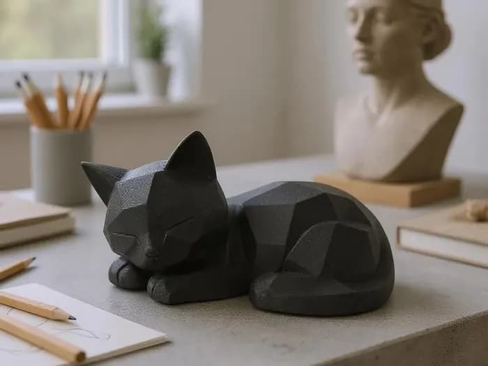 STL - Gato Durmiendo Geométrico