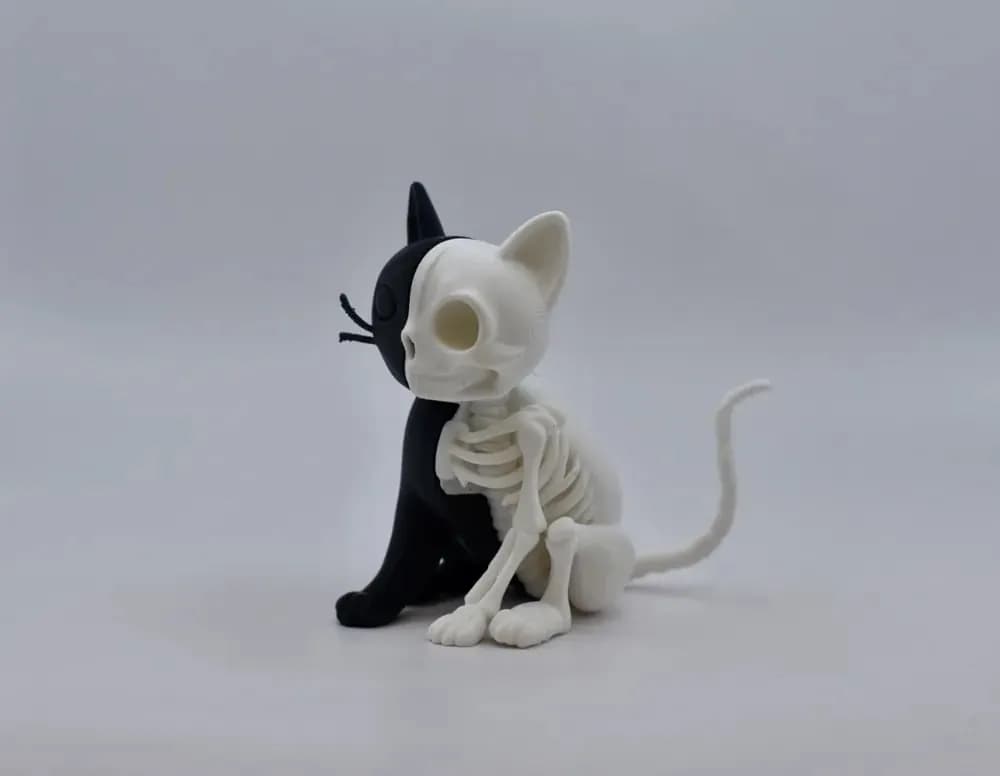 STL - Gato Esqueleto Bicolor render 3