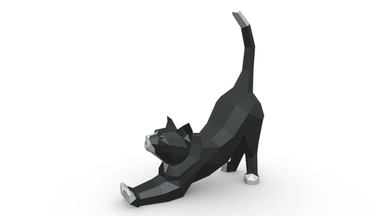 STL - Gato Estirándose render 2