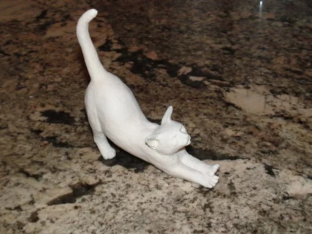STL - Gato Estirándose render 3
