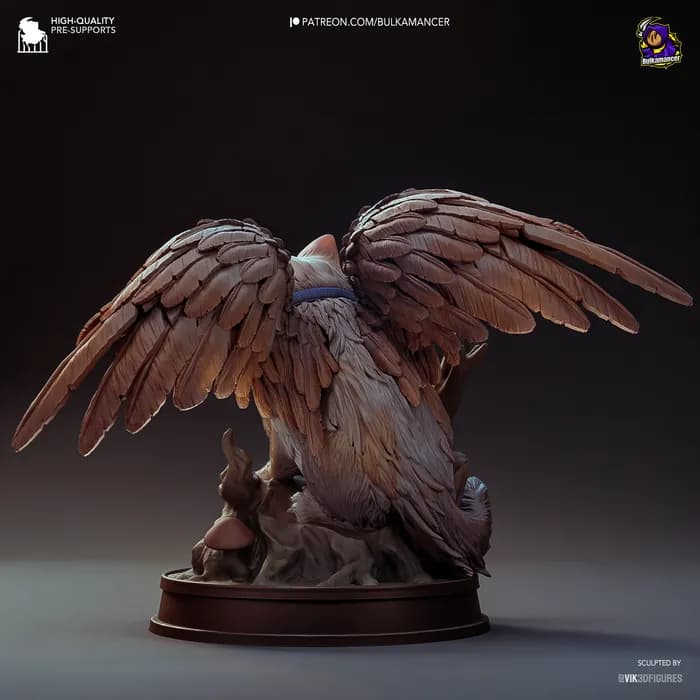 STL - Gato Grifo con Alas render 4