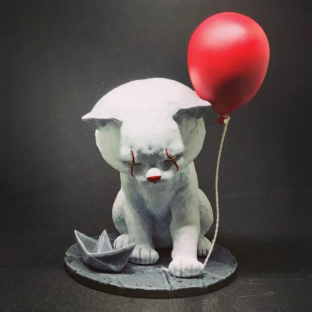 STL - Gato payaso con globo rojo